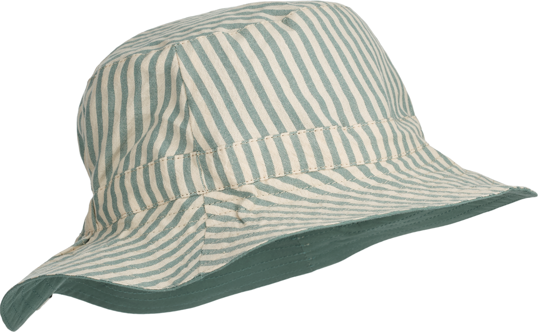 Liewood Sander Reversible Seersucker Sun Hat - Stripe Peppermint / Sandy